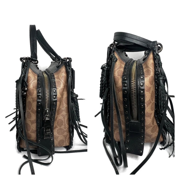 Coach Tattoo Dreamer 36 Chelsey Champlain Fringe Moth Gothic Skull Black Bag - Picture 4 of 15